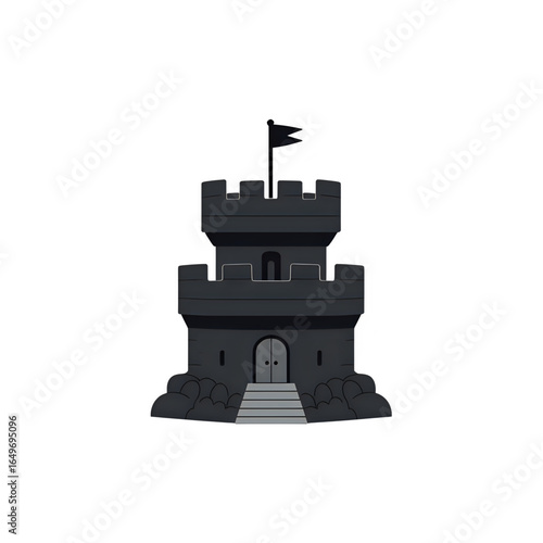 Mysterious Grey Castle: A Dark Fantasy Illustration