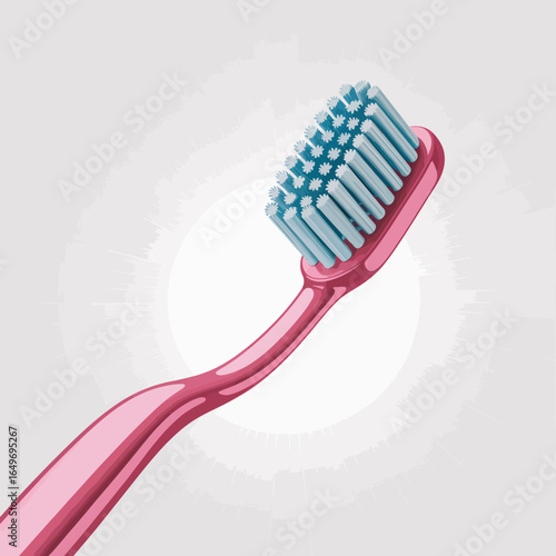A bright pink toothbrush is prominently featured, representing the importance of dental hygiene. Great for health-focused designs or dental care promotion.