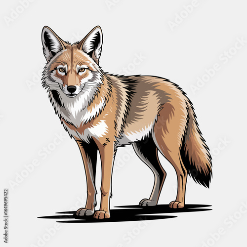 A detailed illustration of a coyote exhibiting strength and grace, symbolizing resilience and adaptability in nature and evoking a sense of wilderness.