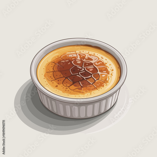 This mouth-watering image features a beautifully caramelized crème brûlée, showcasing its rich texture and culinary indulgence, perfect for dessert lovers and gourmets.
