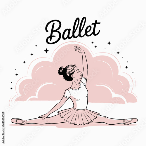 A ballet dancer gracefully stretches in a stunning pose, capturing the beauty and discipline of dance, illustrating the emotional expression and artistic elegance inherent in ballet performances.