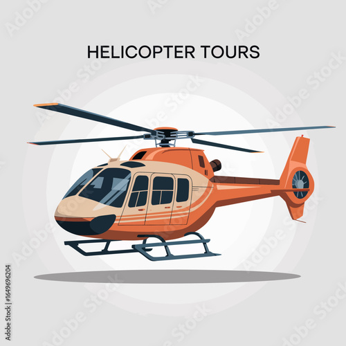 A striking helicopter graphic showcasing modern design, perfect for promoting aerial tours—a thrilling way to explore a city from above and capture breathtaking views.
