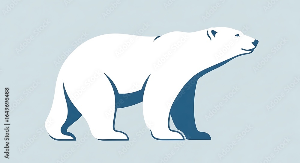 Fototapeta premium Elegant Stylized Polar Bear Side Profile Illustration