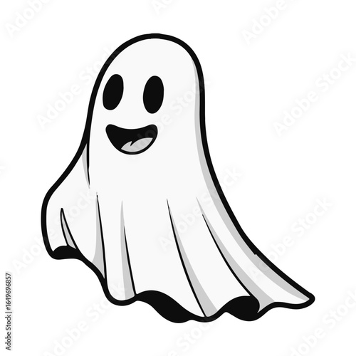 A Cheerful Cartoon Ghost with Big Eyes and a Friendly Smile Adds a Touch of Spooky Fun
