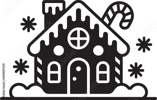 Charming Gingerbread House Vector Illustration with Snowflakes for Holiday Season Decor