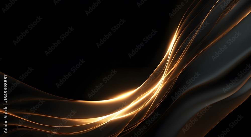 Fototapeta premium Golden Light Wave on Dark Background
