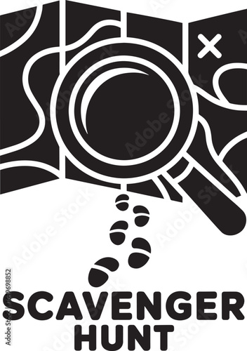 Embark on an Exciting Scavenger Hunt Adventure with Map, Magnifying Glass, and Footprints Design