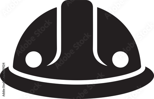 Black silhouette of a construction hard hat with white circular accents safety helmet protective gear