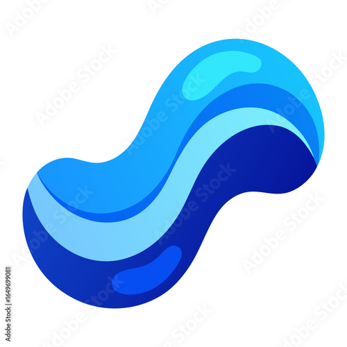 Abstract blue wave shape with smooth curves