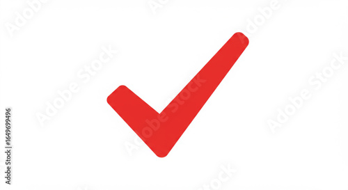 Red Check Mark Symbol on White, Signifying Approval, Completion