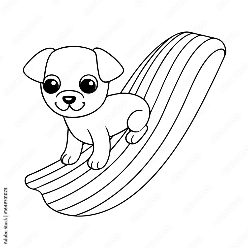 Obraz premium black outline printable puppy sliding down