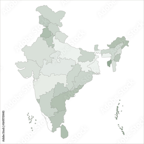 India States Map, Colorful political India map showing states, UTs, and major cities for educational and commercial purposes.