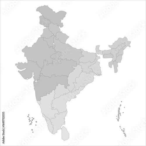 India States Map, Colorful political India map showing states, UTs, and major cities for educational and commercial purposes. Indian map state coloured