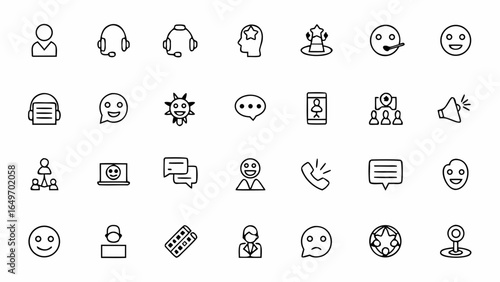 Customer Service Conversation Icons – Support & Helpdesk Communication