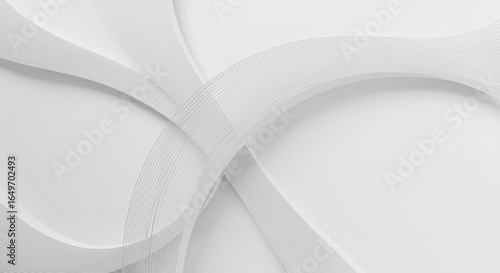 White Minimalist Rings with Lines on Plain Background, Modern 3D Rendering