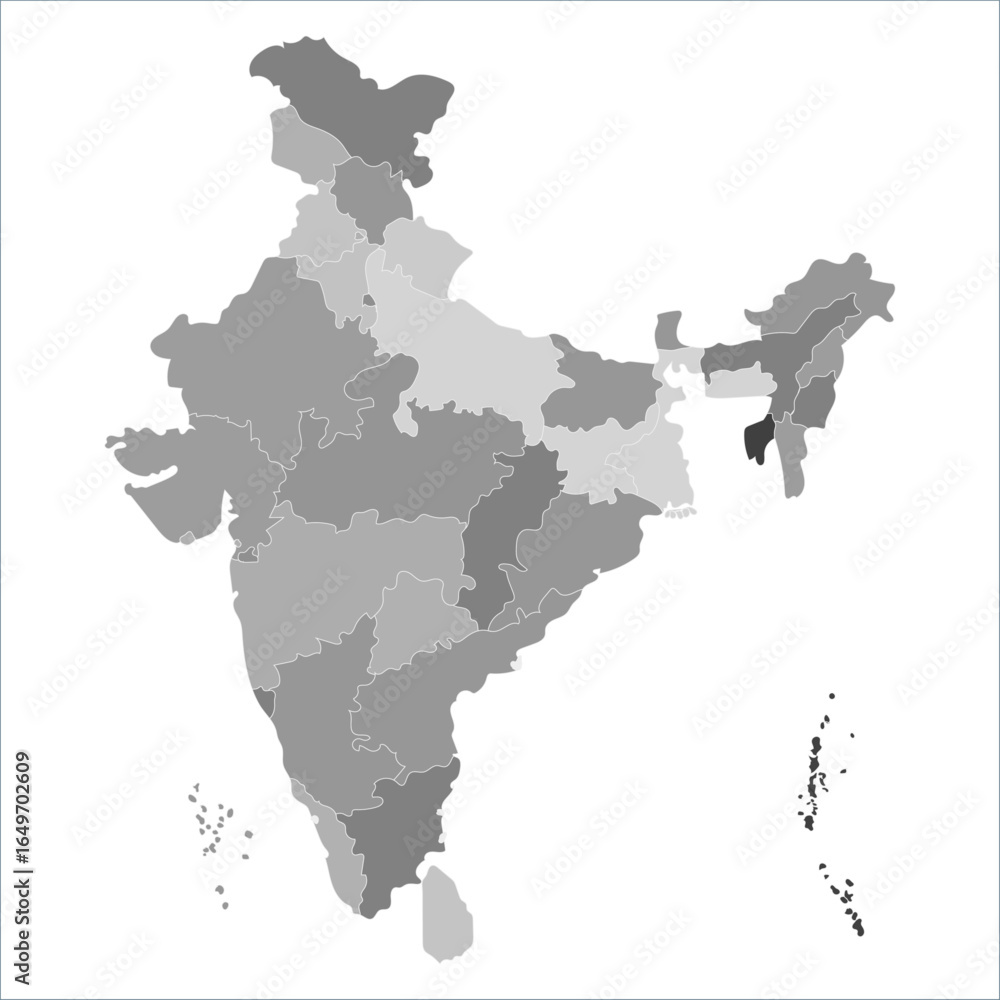 Obraz premium India Travel Map, India map with all states and capitals in clear vector format. Indian map state coloured