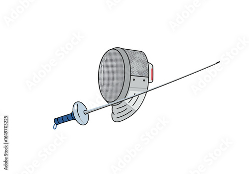 Fencing mask and blade. Flat vector, isolate on transparent background