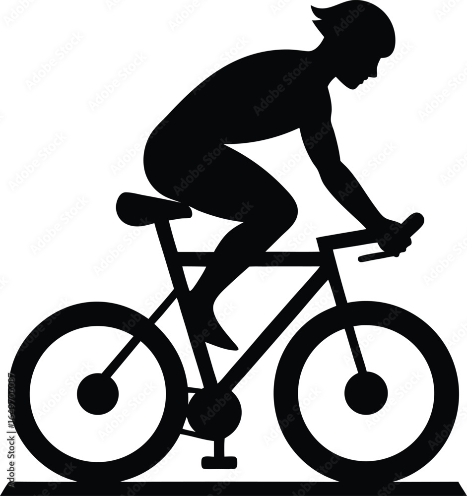 Obraz premium Silhouette of a cyclist on a bicycle isolated on white background