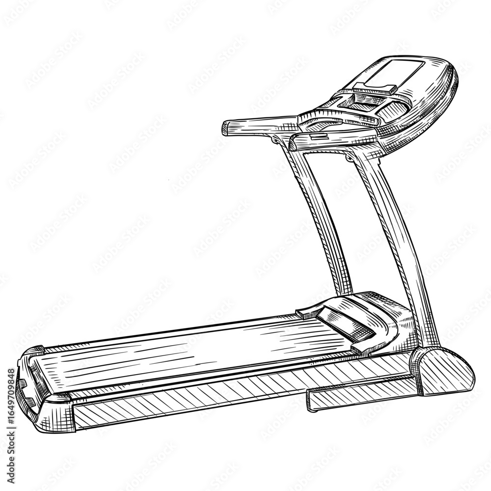 Obraz premium treadmill exercise machine vector line art hand drawn illustration