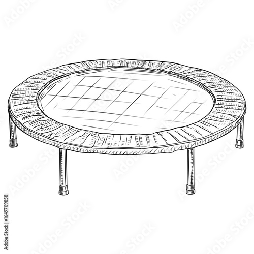 Hand-drawn vector illustration of a round trampoline