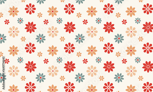 Wallpaper Mural Seamless Scattered Floral Pattern with Small Flowers in Warm Tones Torontodigital.ca
