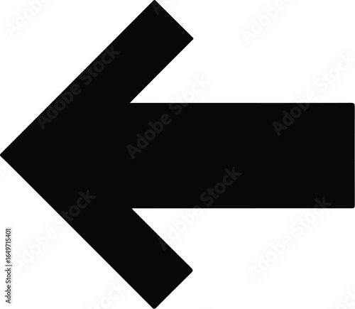 Black Left Arrow Icon Symbol Graphic.