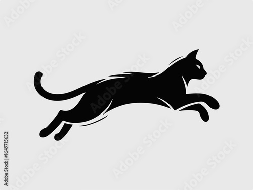 Vector art of sleek black cat illustration isolated on white background, capturing the essence of feline grace and agility in a minimalist and modern design isolated on transparent background