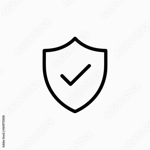 Vector art of shield with check mark icon isolated on white background for security, protection, and verification purposes in a clean and modern design isolated on transparent background
