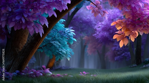 Whimsical Enchanted Forest with Colors