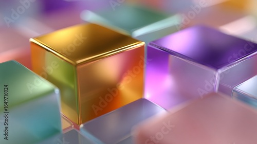 Pastel rainbow holographic cube pattern background