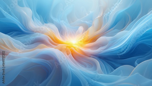 Abstract Blue and Orange Swirls - Serene Digital Art