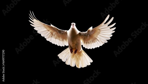 Dove in Flight - Isolated on Black Background