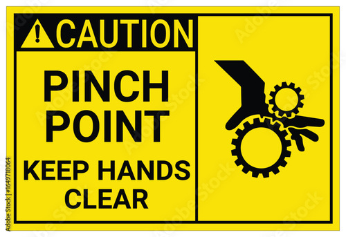 Caution Moving Parts Symbol, Crushing of hands sign vector, Label Entanglement, Safety label, Symbol Sign, Vector Illustration, Isolate On White Background Icon, Pinch Point Hazards! Keep Hands Clear.