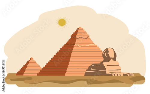 Great Pyramid of Giza, Egypt. Travel vector illustration of a famous historic landmark