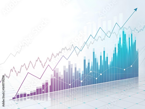 Financial growth chart with upward trend and bars