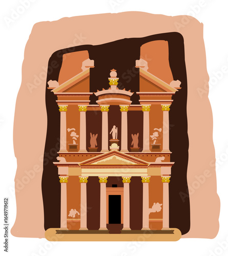 Petra, Jordan. Travel vector illustration of a famous historic landmark.