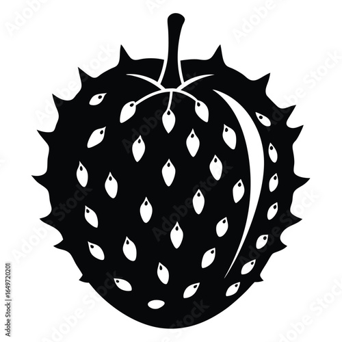 Soursop Annona Muricata Fruit Graphic Icon with Spikes and Smooth Spots Silhouette