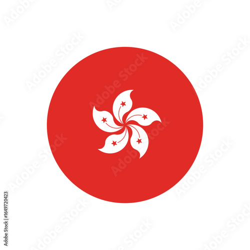 Hong Kong Flag Round Icon Vector