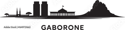 Gaborone Botswana Skyline Silhouette Vector Illustration with Modern Buildings and Natural Landmarks