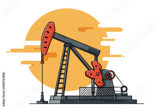 A stylized illustration depicts a drilling source legacy, set against a sunburst backdrop. Modern, graphic design style. Suitable for energy, oil, and industrial themes.