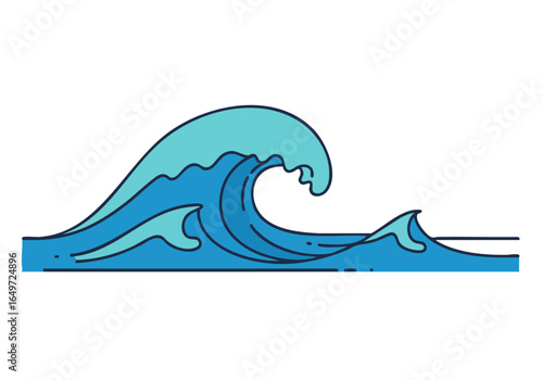 stylized wave graphic -Marine Habitat Flow- evokes a sense of movement and tranquility Clean lines and a calming blue color palette create a modern visually appealing design