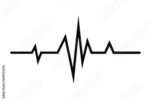Striking Black Heartbeat Line Illustration Displaying an Irregular Rhythm Pattern for Medical Concepts