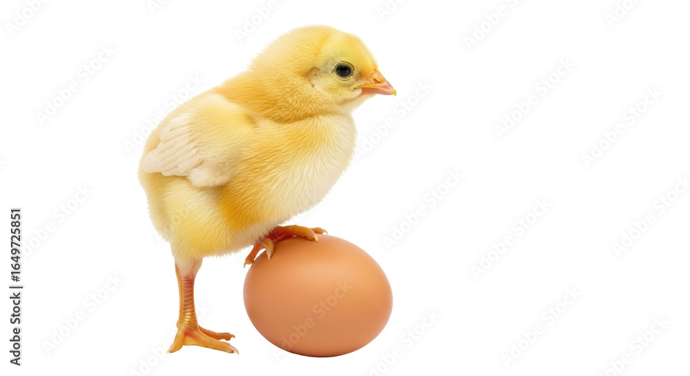 Fototapeta premium Isolated Chick Standing on an Egg