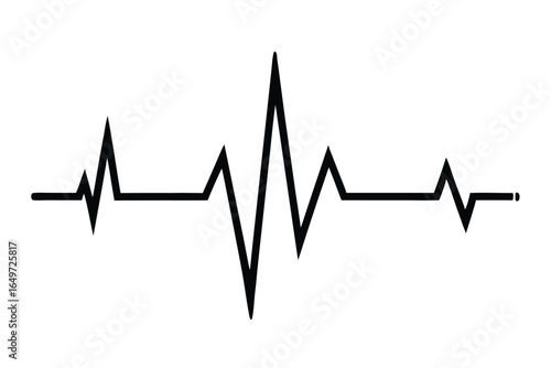 Striking Black Heartbeat Pulse Line Illustration Against a Clean White Background
