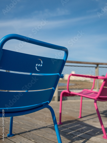 Siege bleu et rose