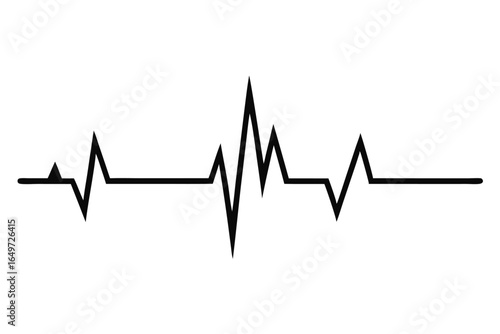 Simple black ECG heart beat graphic line illustration, medical healthcare theme