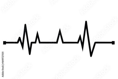 Simple ECG Line Art Illustration with Heartbeat Pulse Rate Depicted in Black Ink