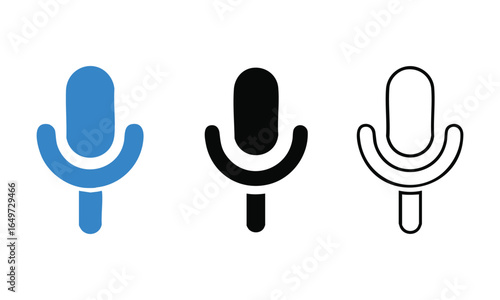 Microphone Icons, Audio Recording and Voice Chat Vector Symbols
