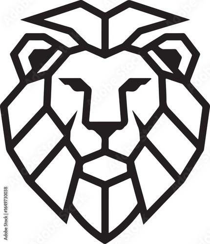 Geometric Lion Head Emblem Black and White Vector Art abstract stylized