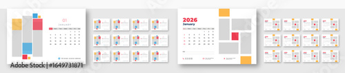 Business Desk Calendar 2026 | Elegant monthly schedule design | Corporate 12-page calendar template | Sunday start format